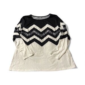 Amazon Black and White Chevron Long Sleeve Top